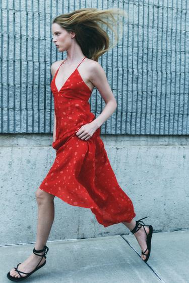 OLKAIMELLINEN MIDIMEKKO ZW COLLECTION - Bright red Zaralta