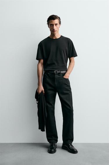 T-SHIRT MET ASYMMETRISCHE AFWERKING - Zwart van Zara