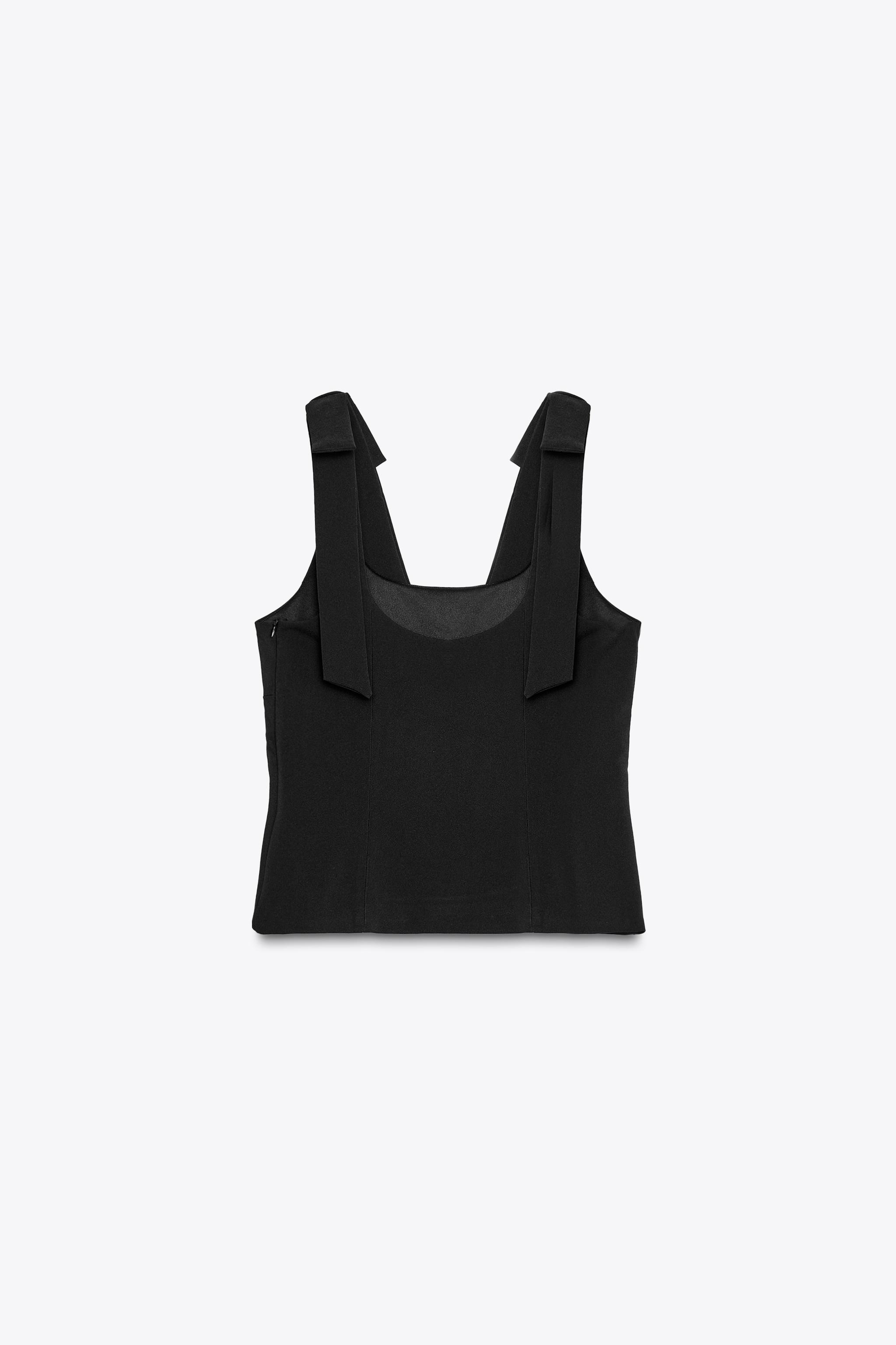 BOW DETAIL STRETCH TOP - Black | ZARA Canada