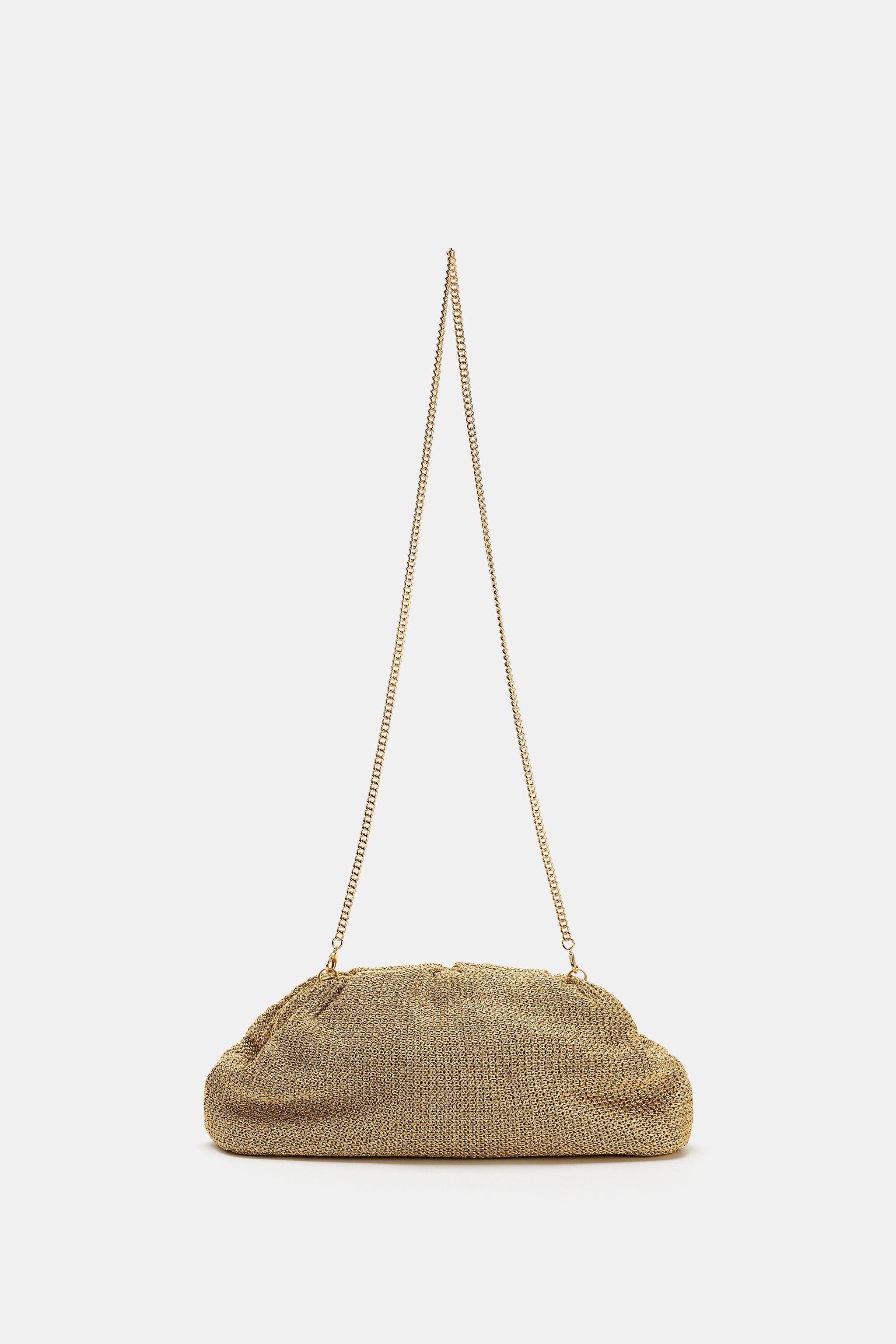 WOVEN CLUTCH BAG — Gold
