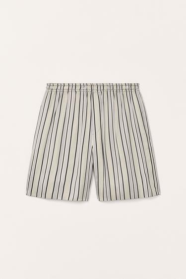 BERMUDA RELAXED FIT LISTRAS EDIÇÃO LIMITADA - Bege da Zara