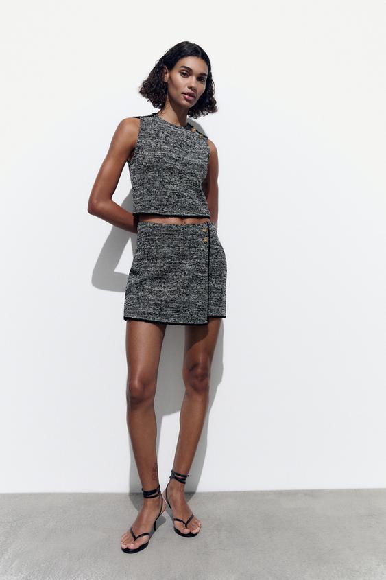 Zara, Shorts, Zara Trafaluc Jacquard Skort Skirt Short Sz S