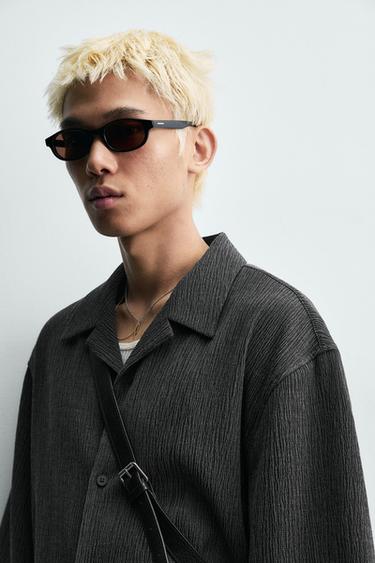 Zara RELAXED FIT EMBOSSED SHIRT - Anthracite Gray