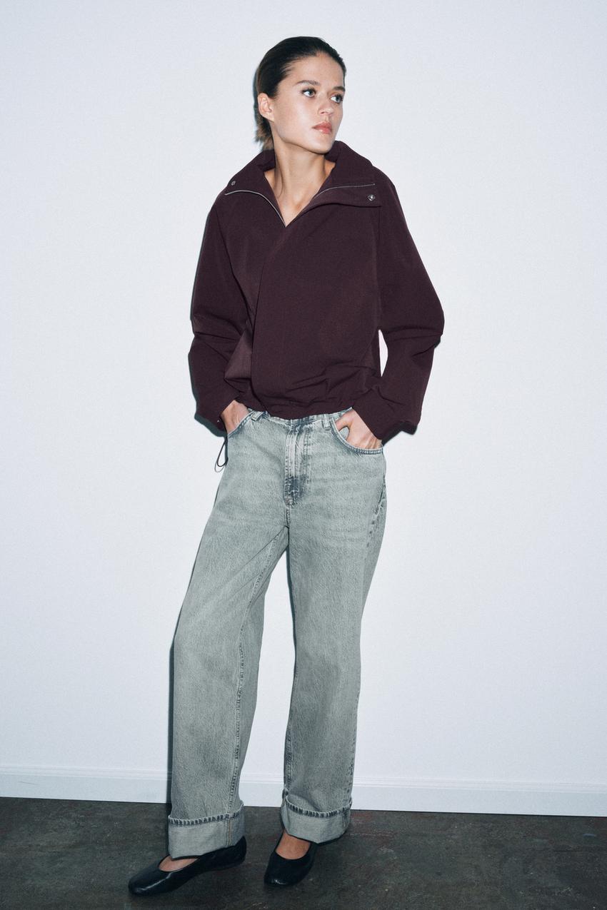 オーバーサイズジッパーボンバージャケット - チョコレート | ZARA 