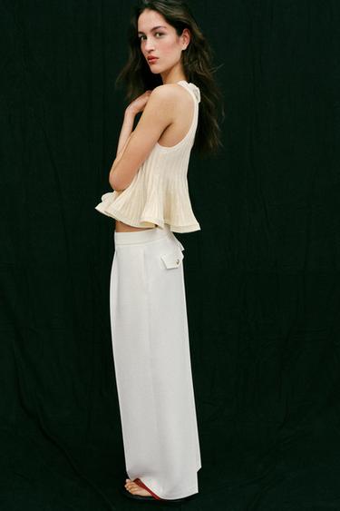 TOP CÔTELÉ EN MAILLE PÉPLUM - Écru de Zara - Image 4