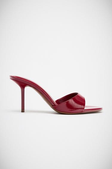 SANDALIA TACÓN ACHAROLADA - Rojo de Zara