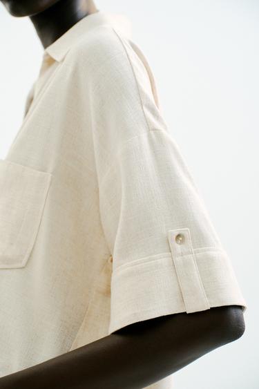 CHEMISE COURTE EN LIN - Sable de Zara - Image 2
