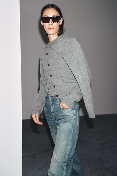 GILET BASIQUE EN CACHEMIRE ET LAINE - Gris de Zara - Image 6