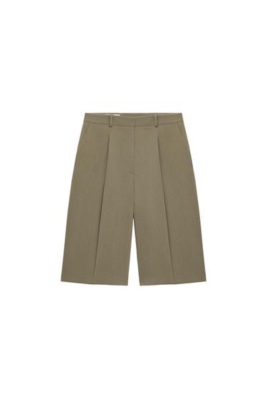 BERMUDAS PINZAS - Khaki de Zara