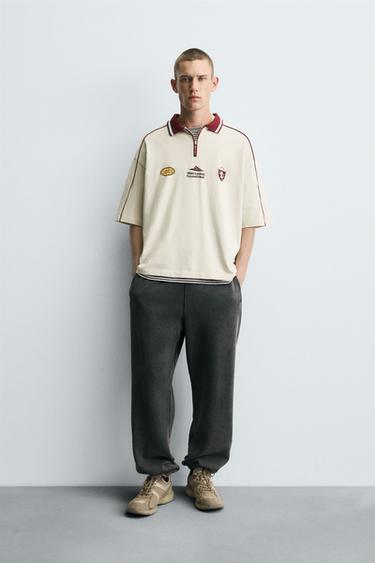 RETRO FOOTBALL PRINT POLO SHIRT - Sand by Zara - Image 0