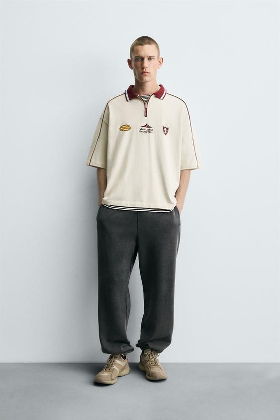 RETRO SOCCER PRINT POLO SHIRT