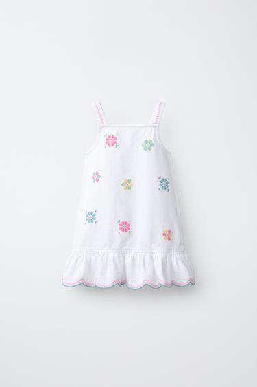 ĐẦM VẢI CHÉO HỌA TIẾT HOA THÊU CHỮ THẬP - Màu trắng từ Zara