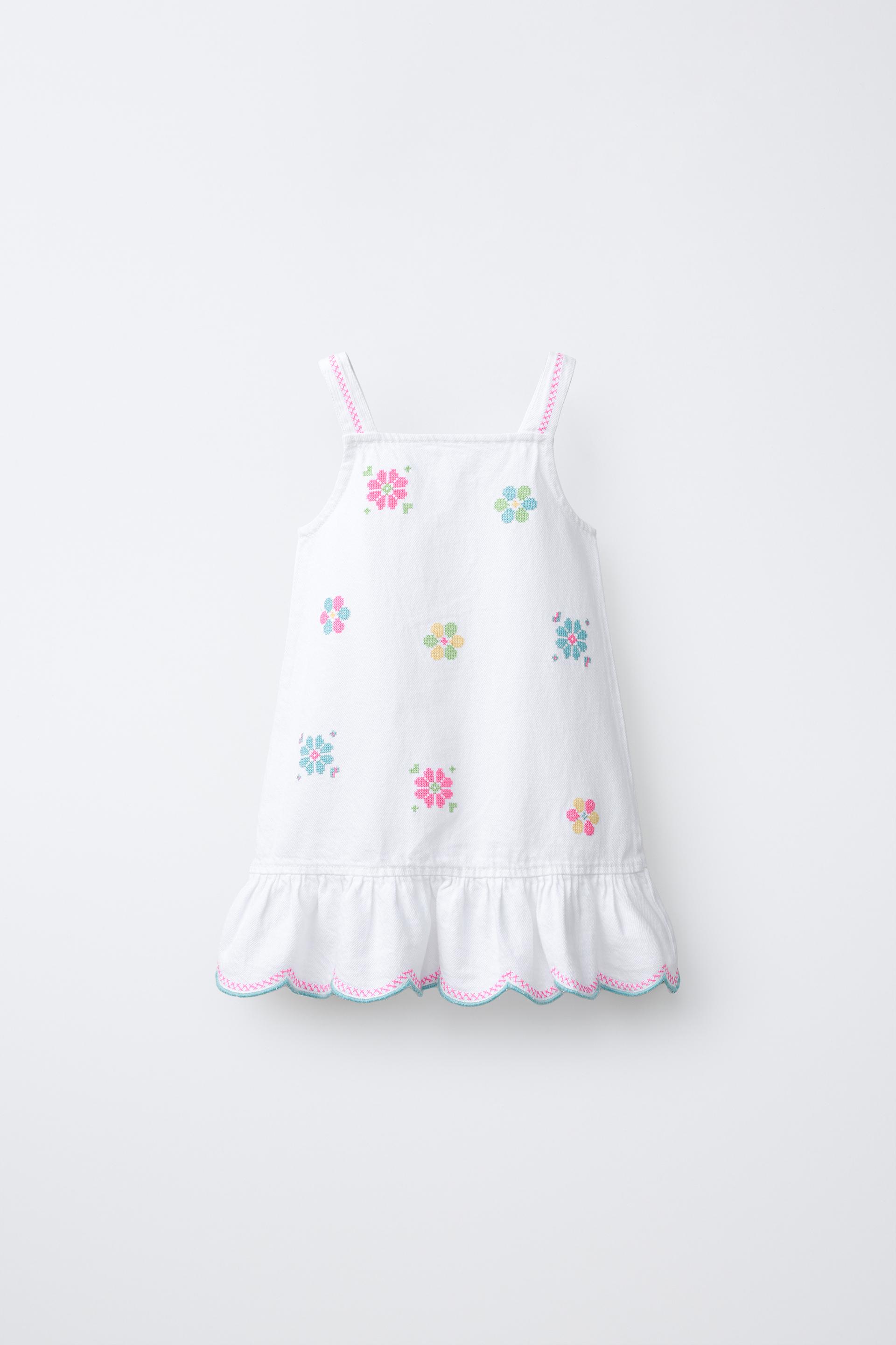 Cross-Stitch Floral Twill Dress