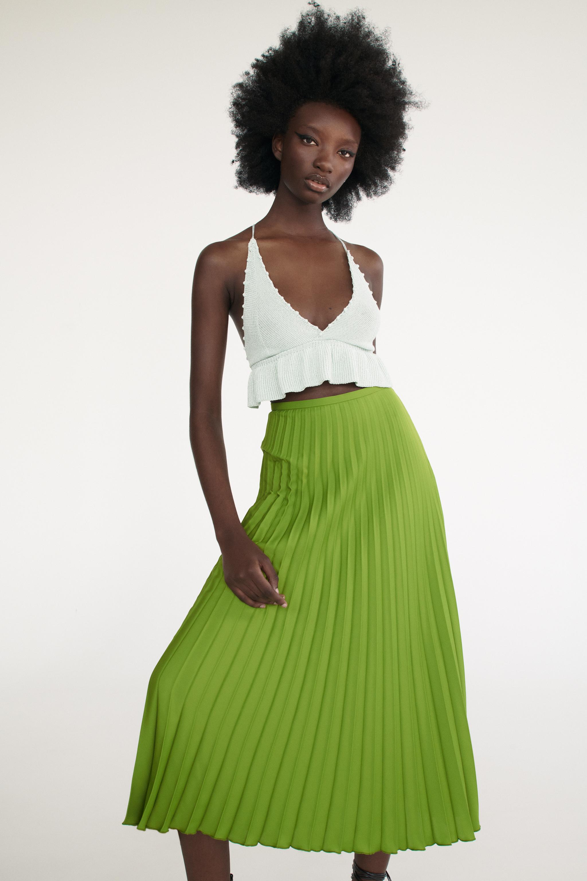 High waisted pleated skirt zara hotsell