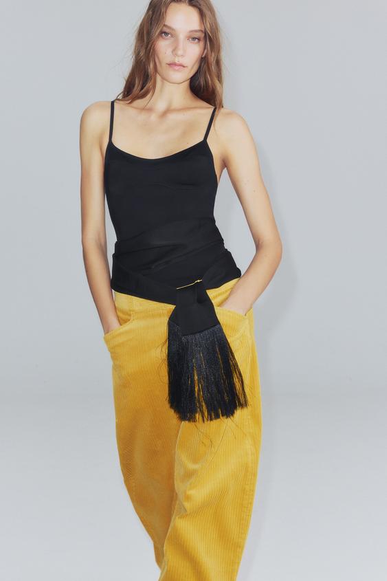 PANTALON EN VELOURS CÔTELÉ ZW COLLECTION - Jaune de Zara - Image 2