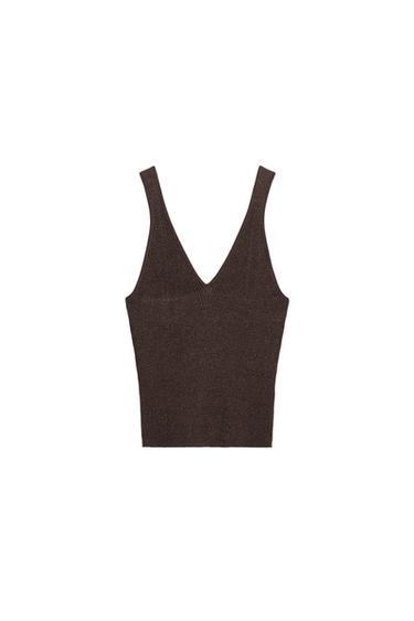 KNIT STRAPPY TOP - Brown by Zara