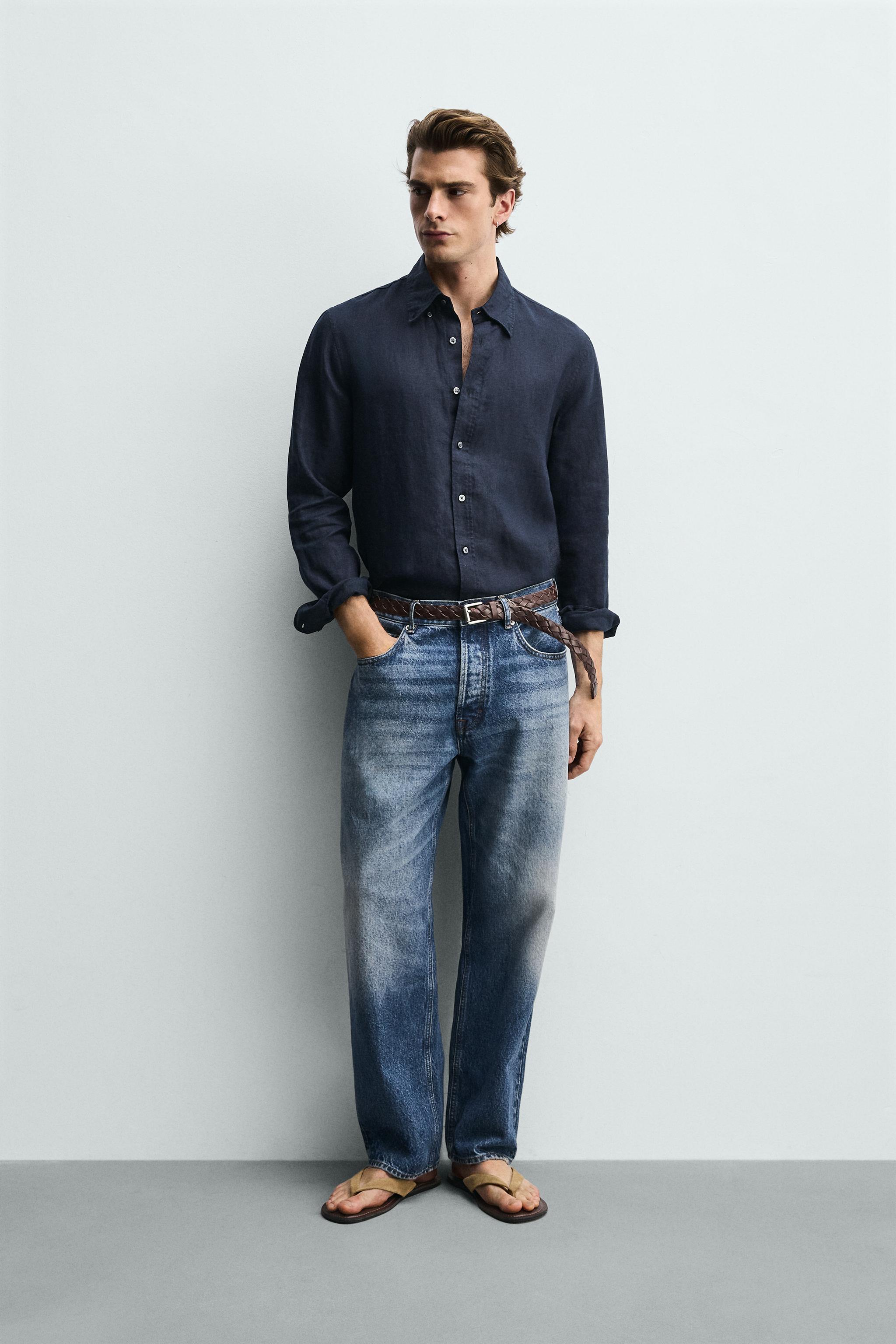 Zara %100 KETEN REGULAR FIT GÖMLEK