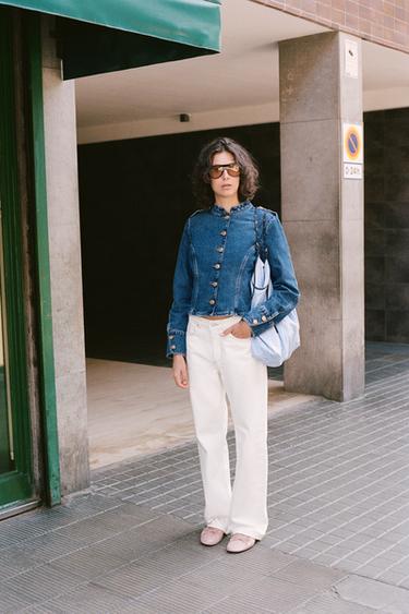 CHAQUETA Z1975 DENIM BOTÓN DORADO - Azul medio de Zara