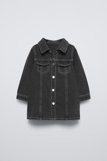 فستان DENIM بغرزات راجعة - أسود الخاص بـ Zara - صورة 0