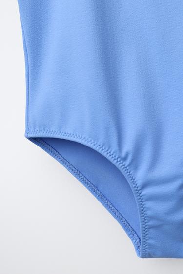 AGES 6-14 / 3D FLORAL TEXTURED SWIMSUIT - Mid-blue by Zara - Image 3