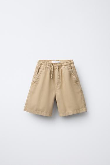 LOOSE-FITTING BERMUDA SHORTS WITH ELASTIC WAIST - straw by Zara