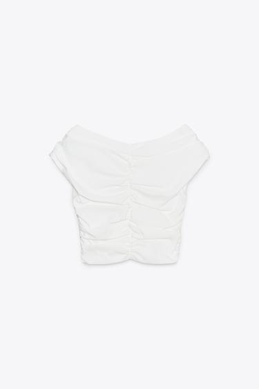 DRAPED CROP TOP - White by Zara - Image 4