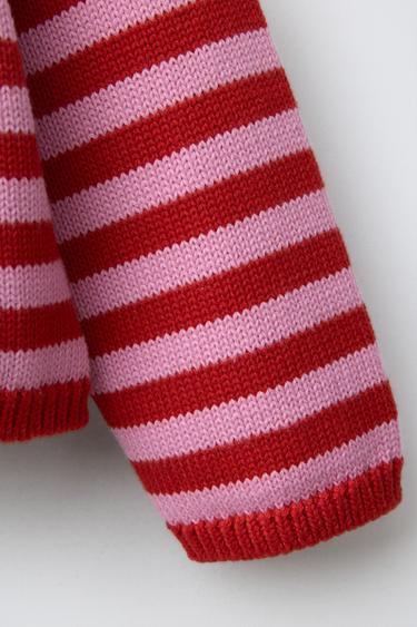 GILET EN MAILLE À RAYURES CŒUR - Rouge de Zara - Image 3