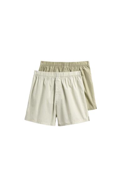 PACK DE 2 BOXERS EN POPELINE - Vert clair de Zara