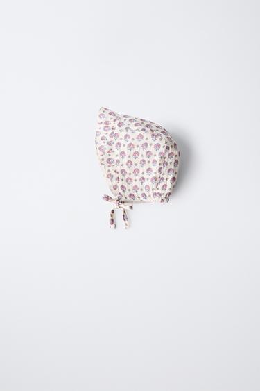 Zara TEXTURED FLORAL BONNET - Pink - Image 0