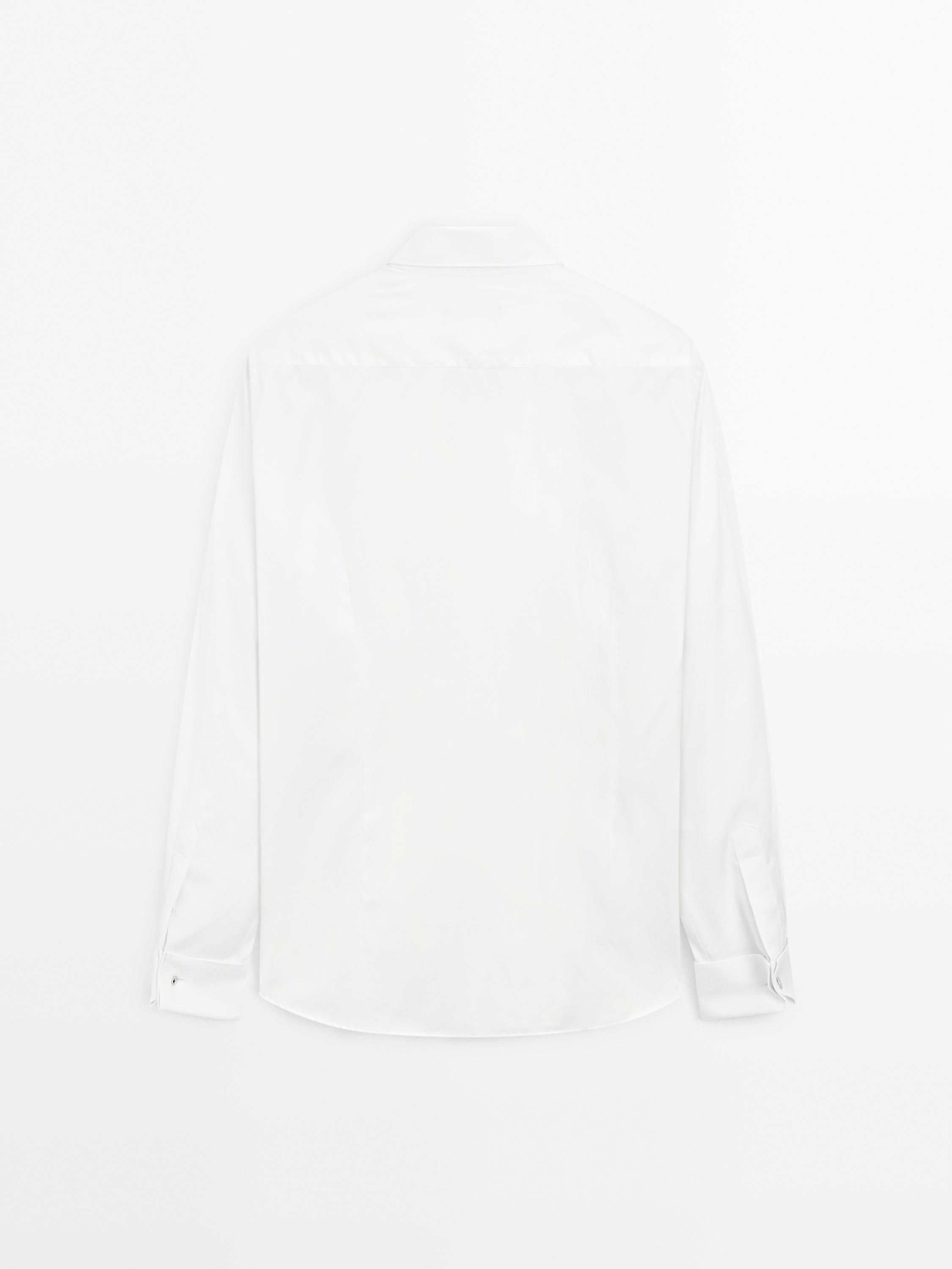 Slim fit cotton shirt with double cuffs