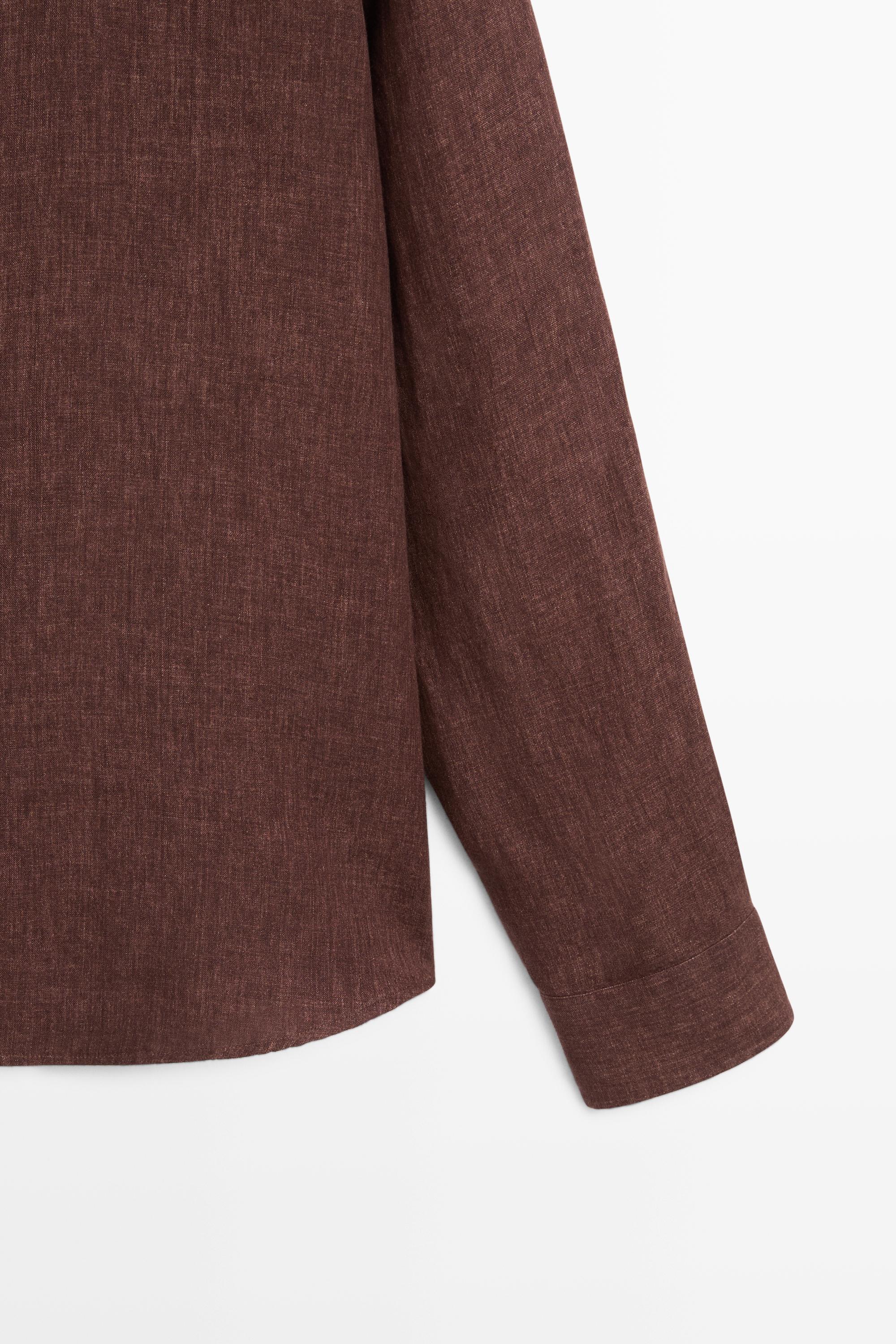 100% linen regular fit shirt with button detail