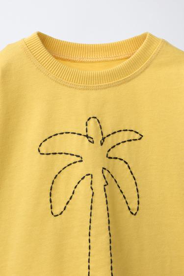 EMBROIDERED PALM TREE T-SHIRT - Mid-yellow by Zara - Image 2