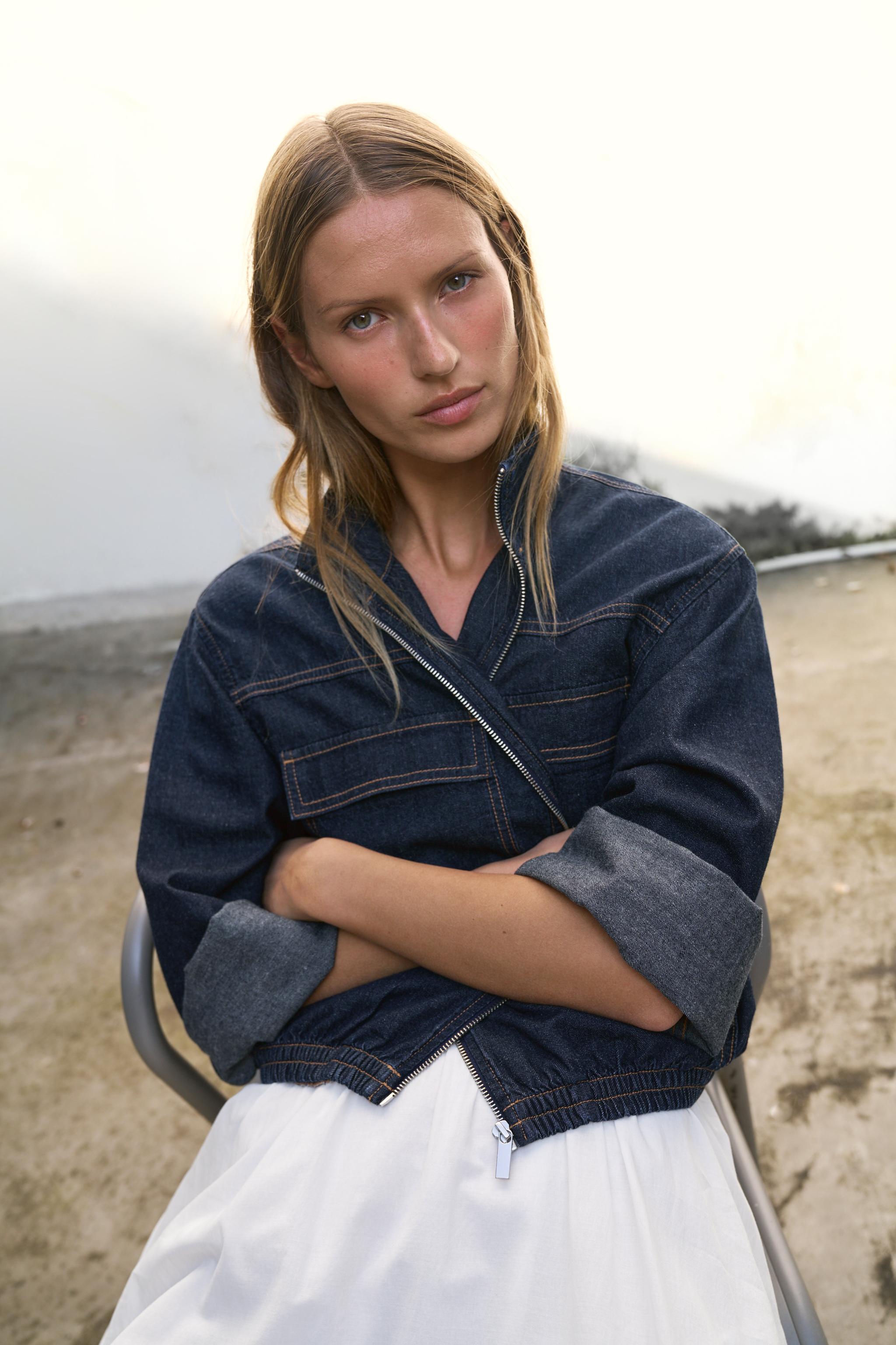 BLOUSON BOMBER EN DENIM Z1975 À COL MONTANT