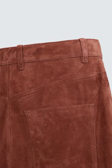 LIMITED EDITION SUEDE LEATHER TROUSERS - Russet by Zara - Image 3