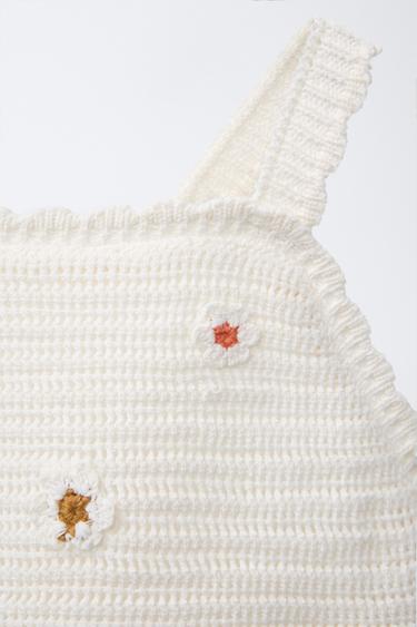3-6 YEARS/ CROCHET FLORAL SWIMSUIT - Ecru by Zara - Image 2