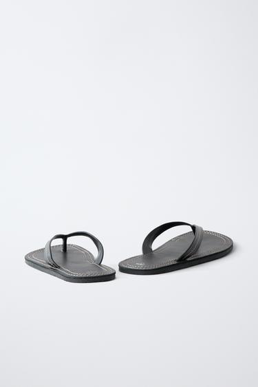 LEATHER SANDALS - Black by Zara - Image 4