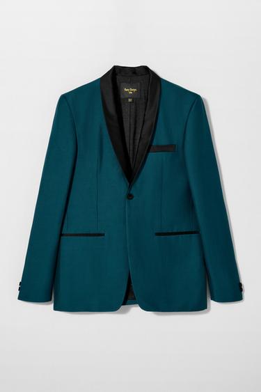 Zara CONTRAST TUXEDO JACKET BOBBY GILLESPIE X ZARA - Green / Blue