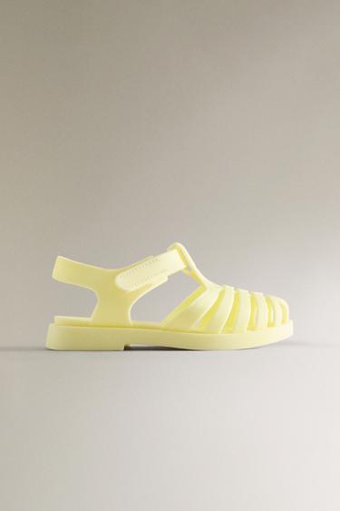 RUBBERISED CAGE SANDALS WITH HOOK-AND-LOOP STRAP - Yellow by Zara