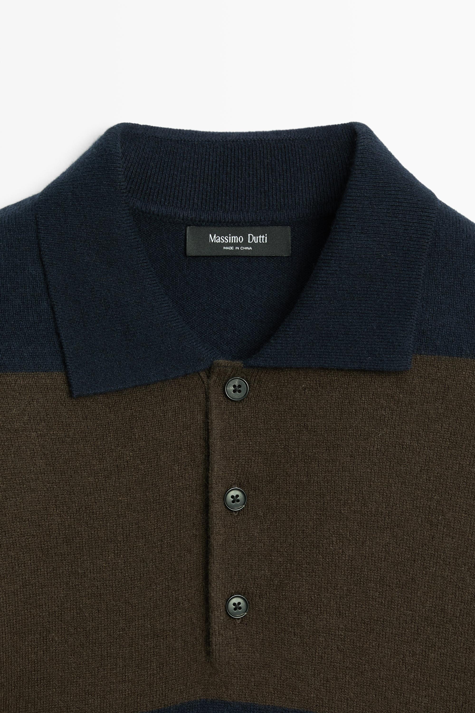 Wool-blend striped polo sweater
