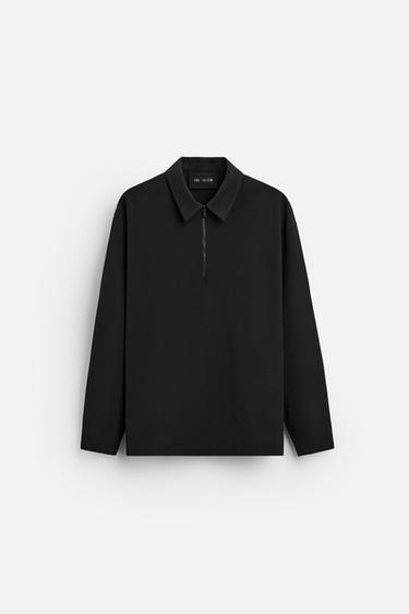 CAMISA POLO CON VISCOSA - Negro de Zara