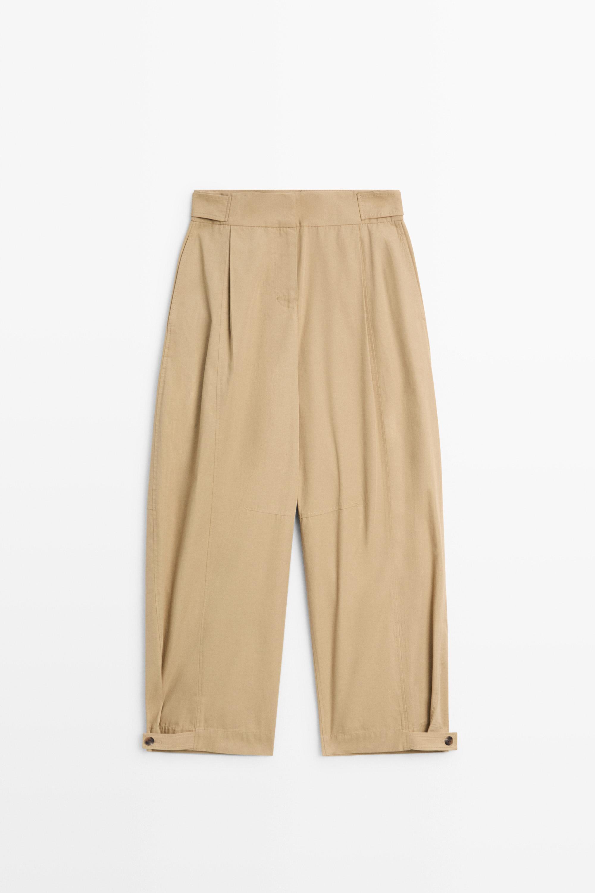 Pantalon barrel à détail bas 100 % coton