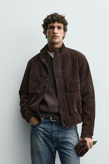 LEATHER SPLIT SUEDE JACKET - Brown by Zara