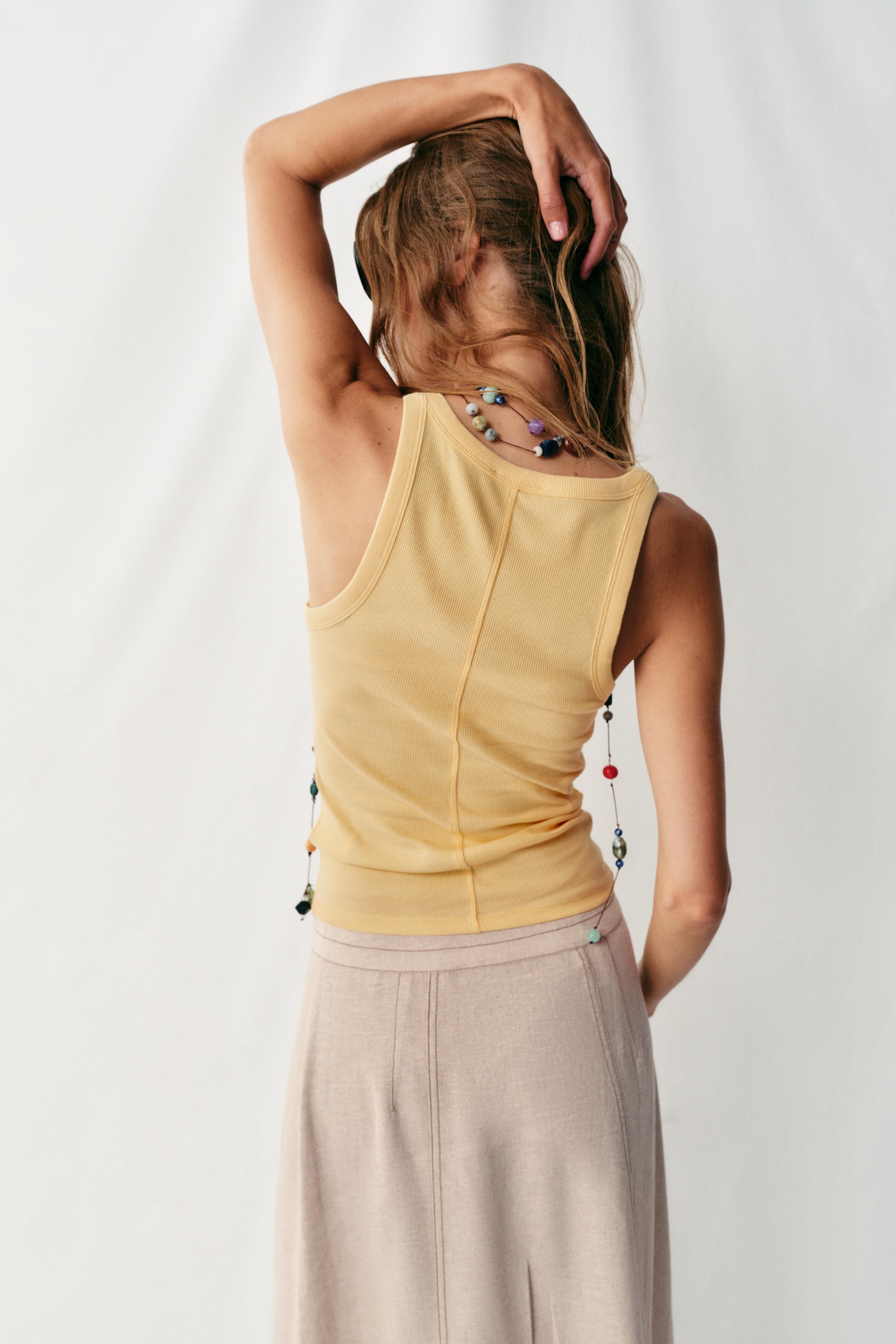 RIBBED TANK TOP — Yellow