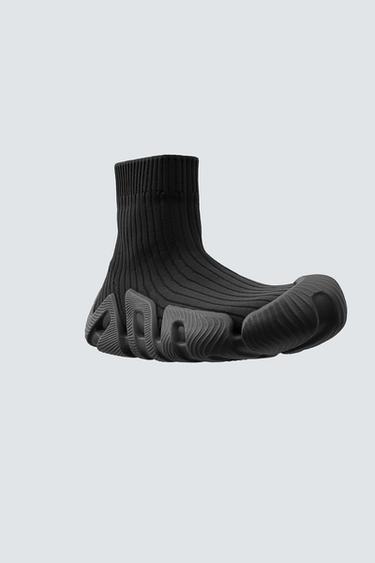 FABRIC HIGH-TOP TRAINERS - Black by Zara - Image 3