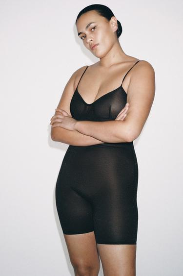 SHORTS BODYSUIT WITH POLYAMIDE - Black by Zara