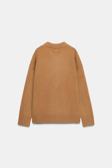 GILET 95% LAINE OVERSIZE - Marron clair de Zara - Image 5