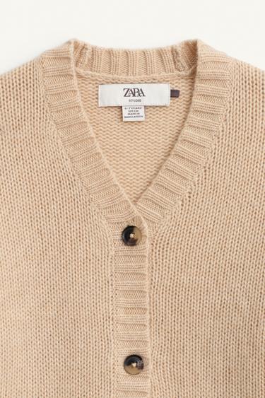 CARDIGAN EN MAILLE 100% LAINE ÉDITION LIMITÉE - Beige de Zara - Image 6