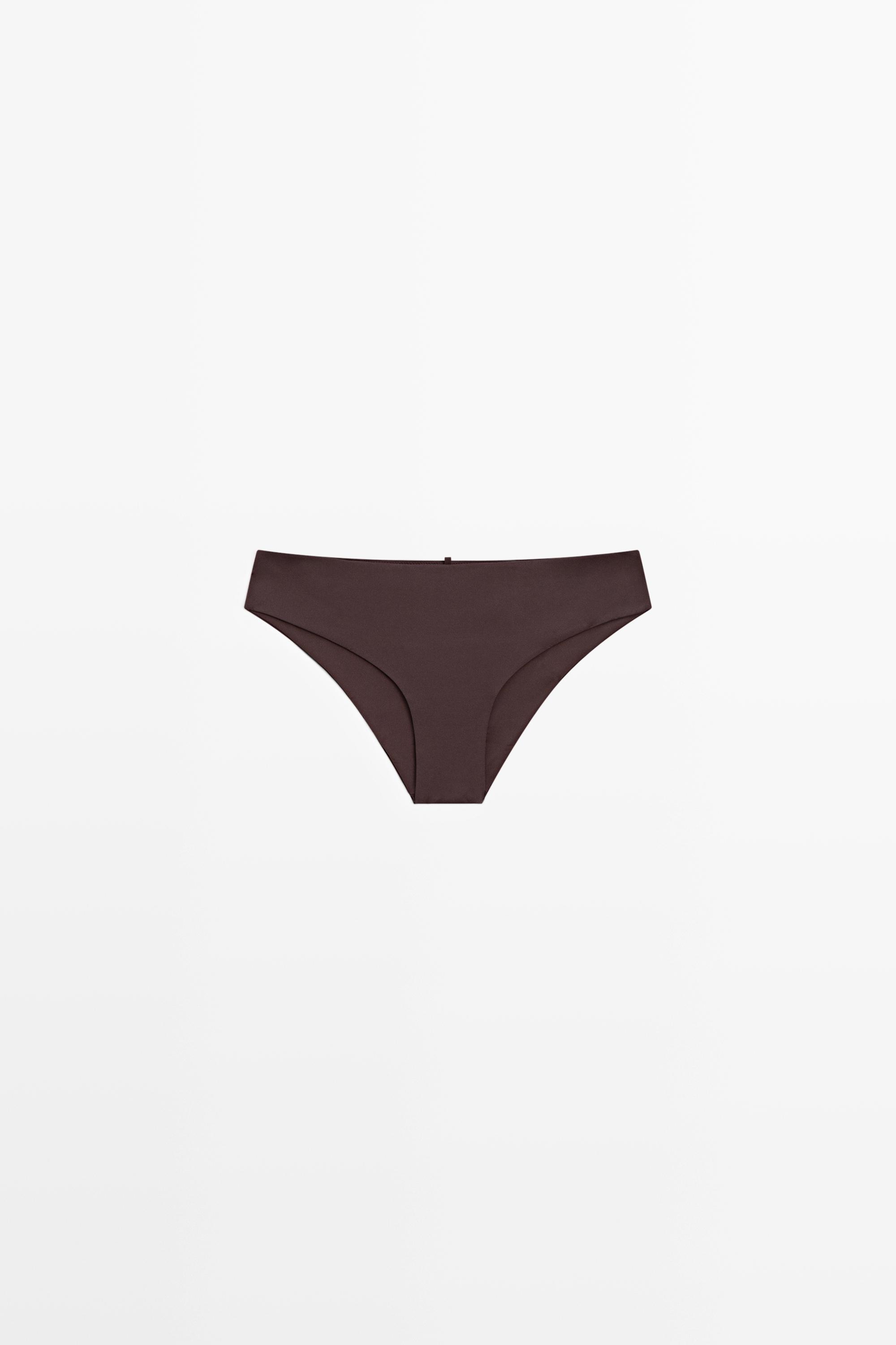 Bikini bottoms with gathered detail — Brown