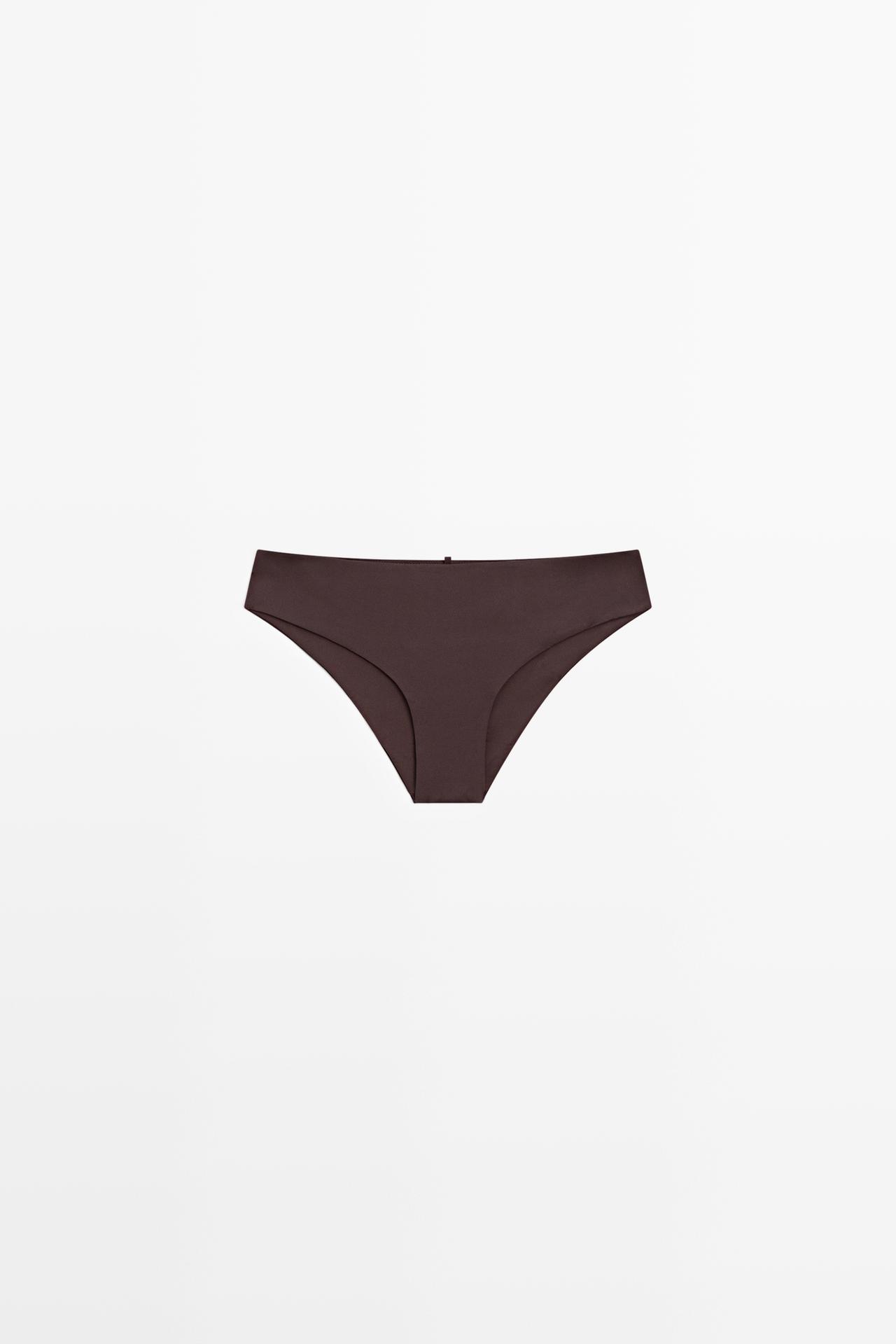Bikini bottoms with gathered detail — Brown