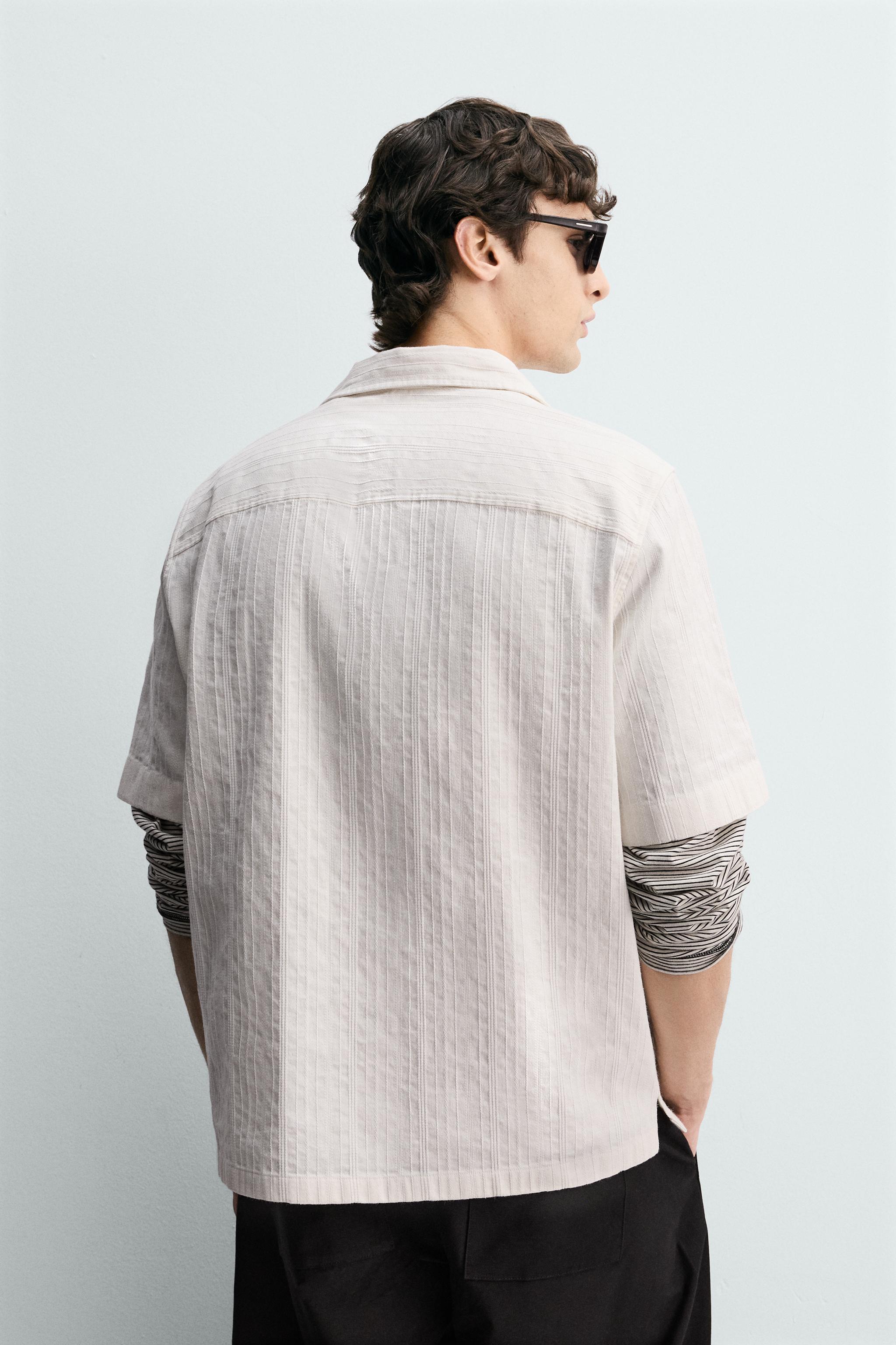 RELAXED FIT STRIPED JACQUARD SHIRT